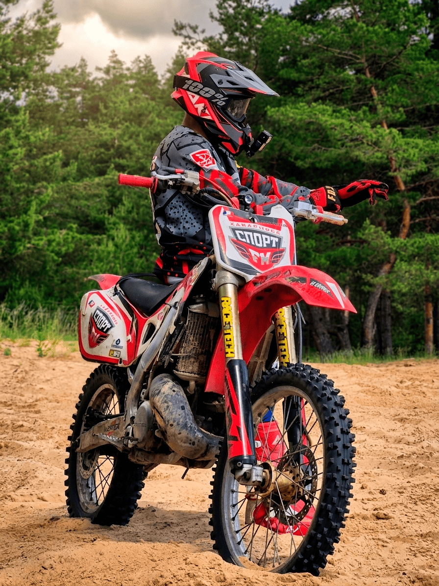Райдер на Honda CR250R перед стартом